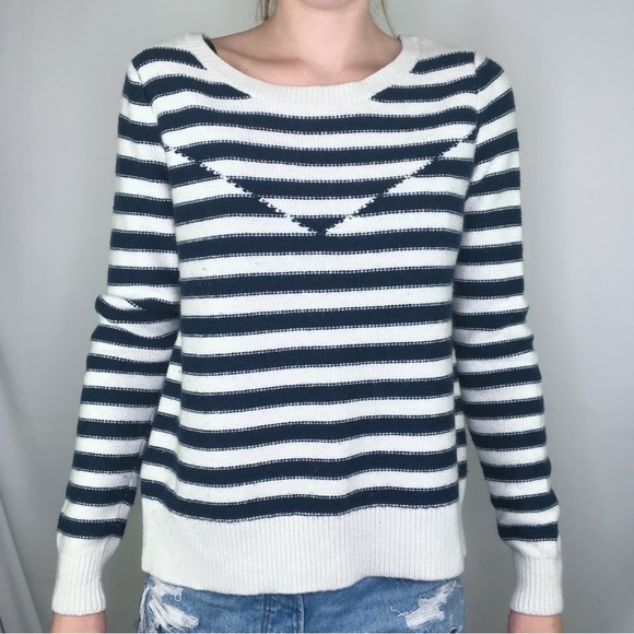 American Eagle Wool Sweater Long Sleeve Knit Striped Stretch Warm Winter Casual - Picture 7 of 7